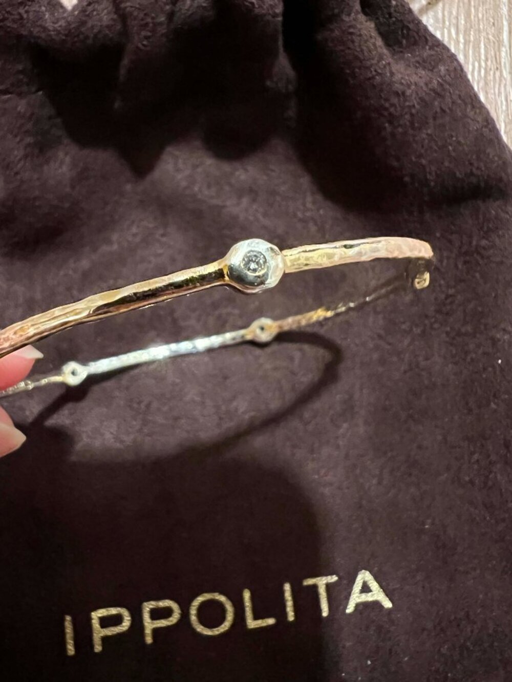 $1295 IPPOLITA 18K ROSE Gold DIAMOND Sterling Silver Classico Bracelet 7.5"